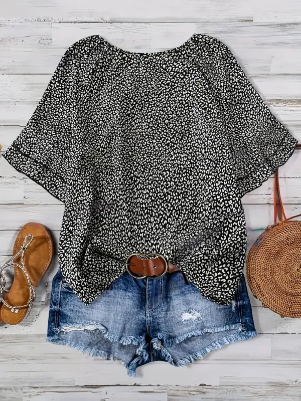Springsummer Chic | Women's Elegant Leopard Print Blouse