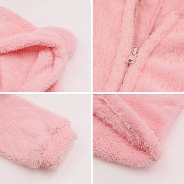 Women's Fleece Adult Onesies Bear Onesie Pajamas Pjs Pure Color Warm Simple Plush Party Home Fleece Hoodie Long Sleeve Fall Winter Skin powder Black