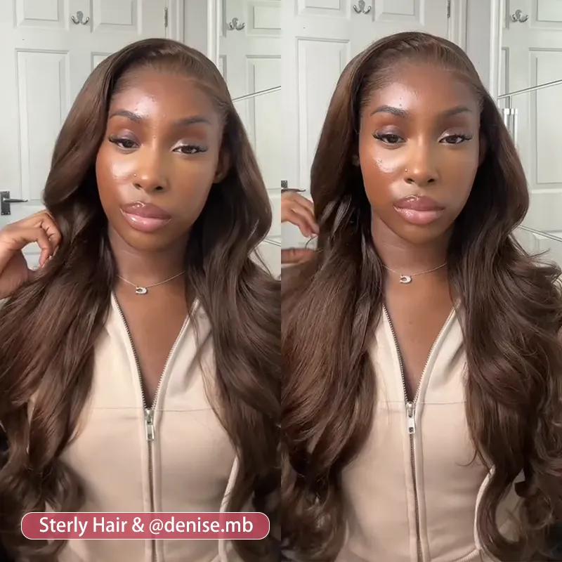 Affordable #2 Dark Brown Body Wave 13x6 Full Lace Frontal Human Hair Wigs