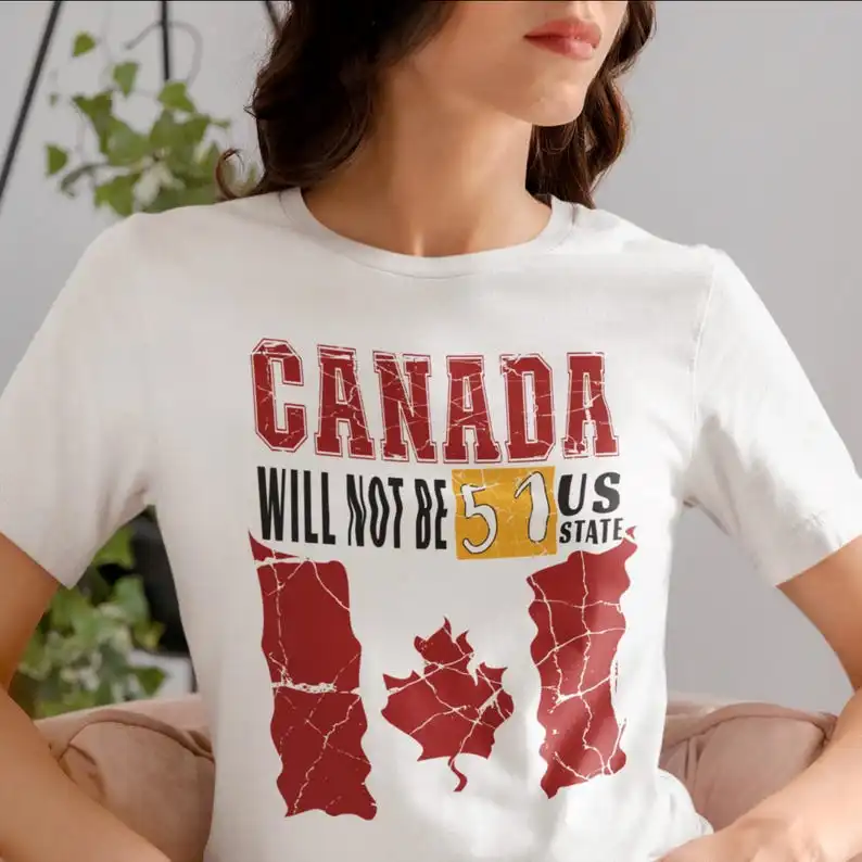 Canada Will Not Be 51st State T-Shirt | Bold Patriotic Canadian Flag Tee | Vintage Distressed Design | Stand for Canadian Independence
