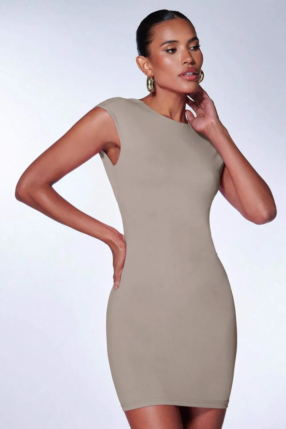 BAE Solid Backless Bodycon Dress