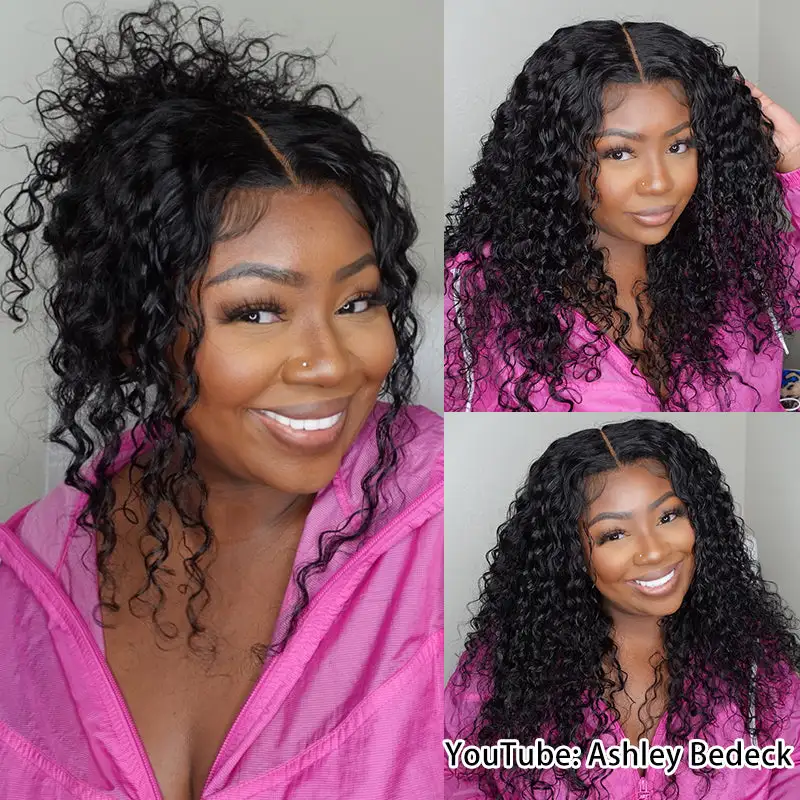Sale bigekane Recommend 16-34 Inches Deep Wave 13x6 Full Lace Frontal Human Hair Wigs
