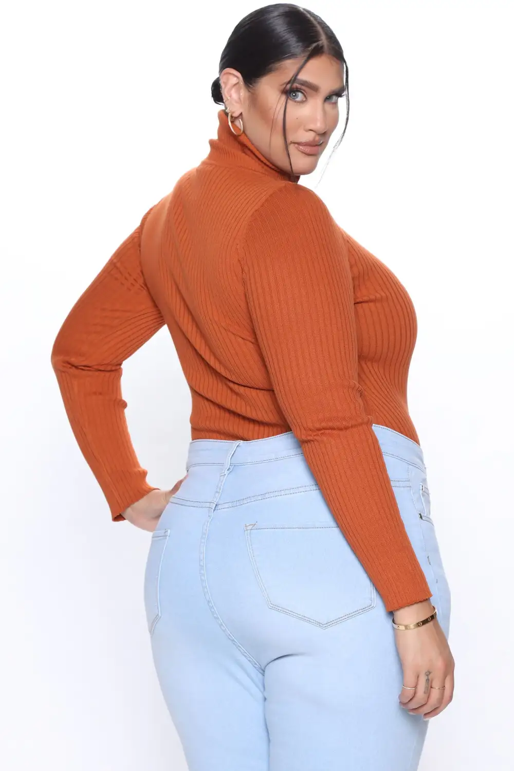 Make My Life Complete Sweater Bodysuit - Rust