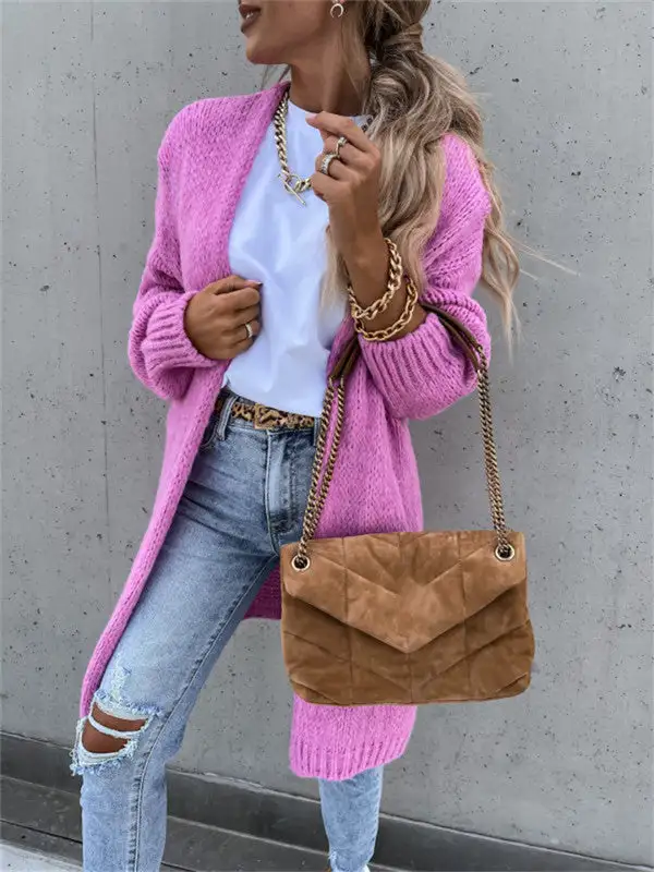 Solid Color Comfy Loose Sweater Cardigan
