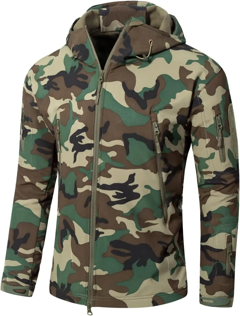 Men's Tactical Softshell Jacket Waterproof Fleece Hooded Hunting Coat