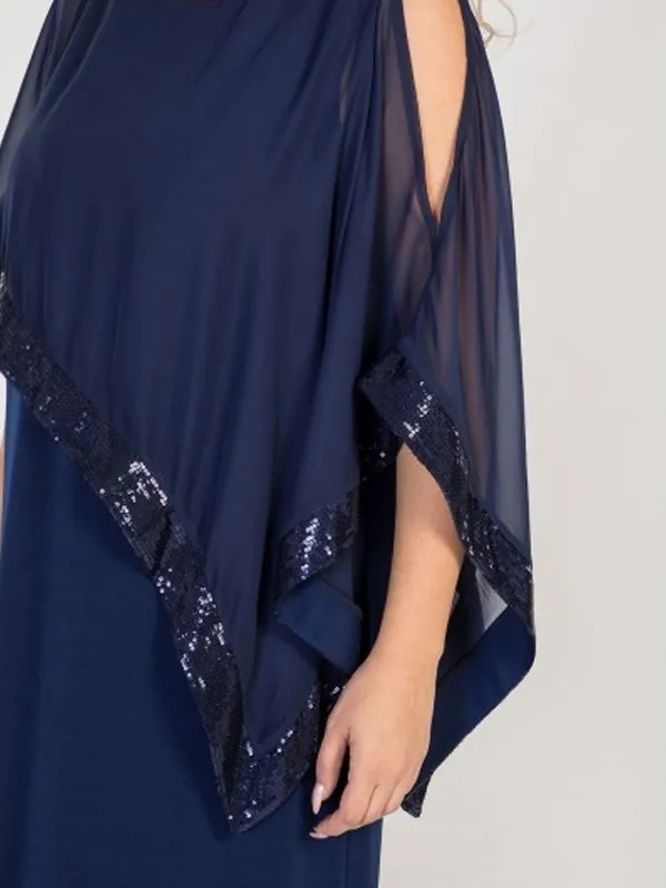 Round neck mesh maxi dress