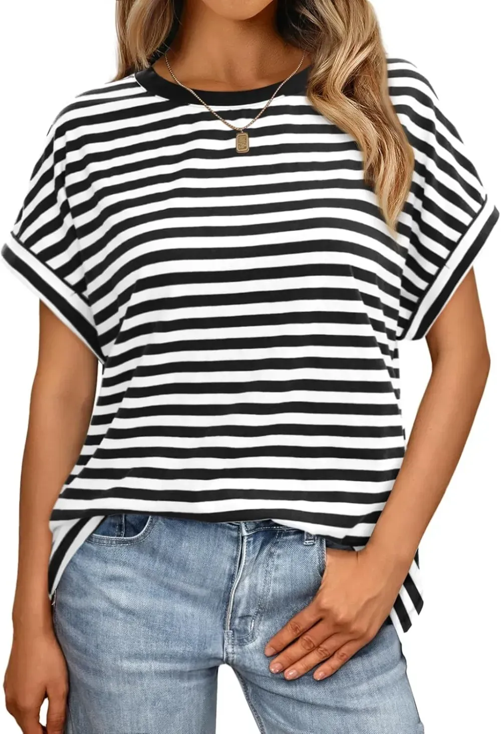 AUTOMET Women Tops Casual Basic T Shirts Loose Fit Crewneck Short Sleeve Summer Outfits