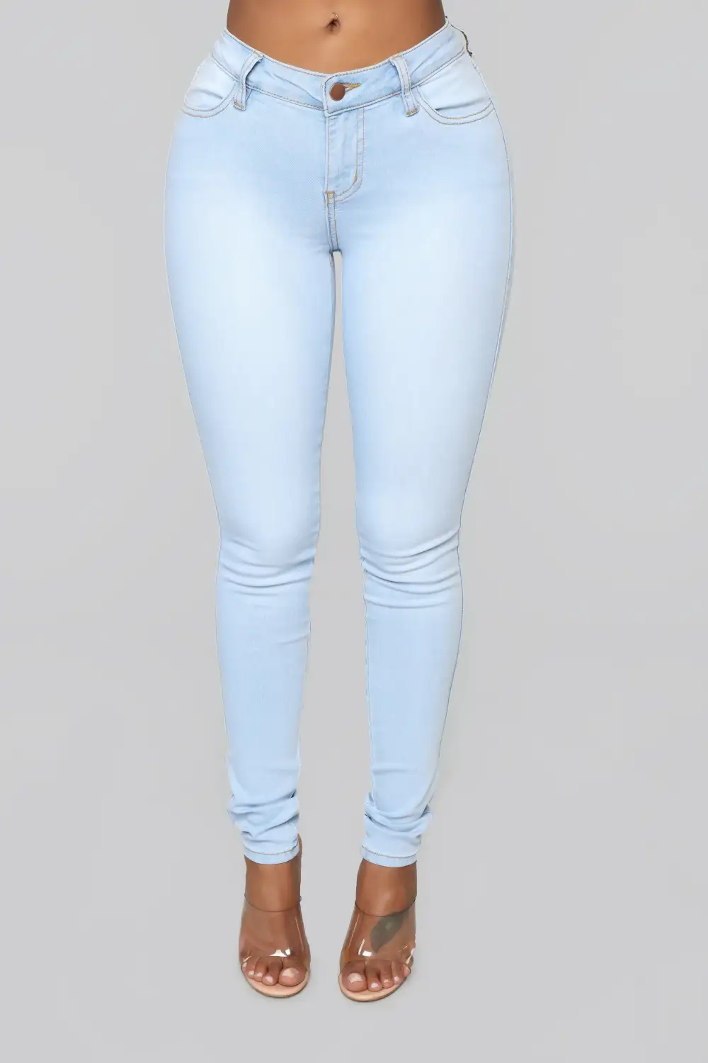Classic Mid Rise Skinny Jeans - Light Blue Wash