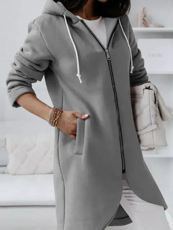 Women's Mid-Length Fleece Zip Hoodie