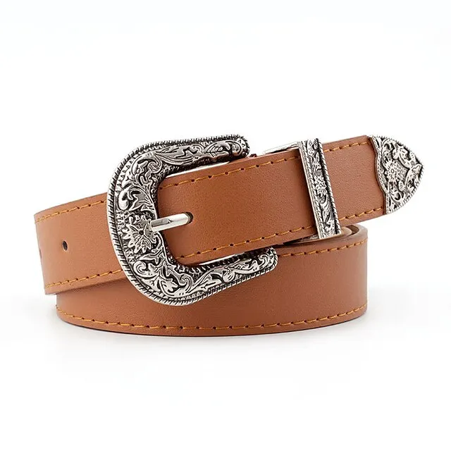 Men's Women's PU Buckle Belt PU Leather Metal Bucke Eyelet Formal Casual Party Daily Black Gray Dark Blue Brown
