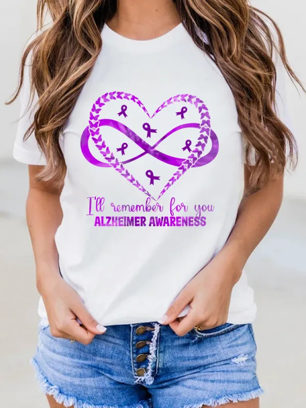 Women'S I'Ll Remember For You Alzheimer'S Awareness Round-Neck T-Shirt