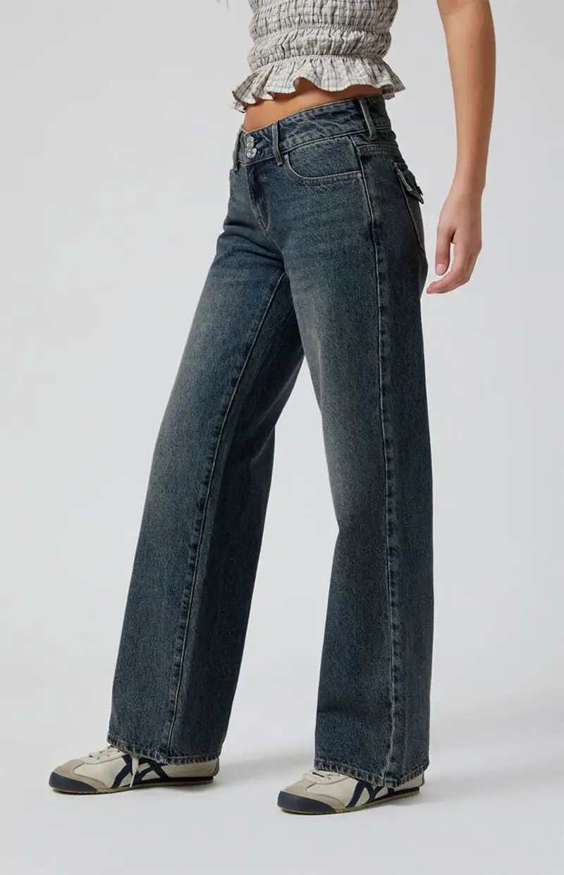 PacSun Dark Indigo Low Rise Girlfriend Jeans