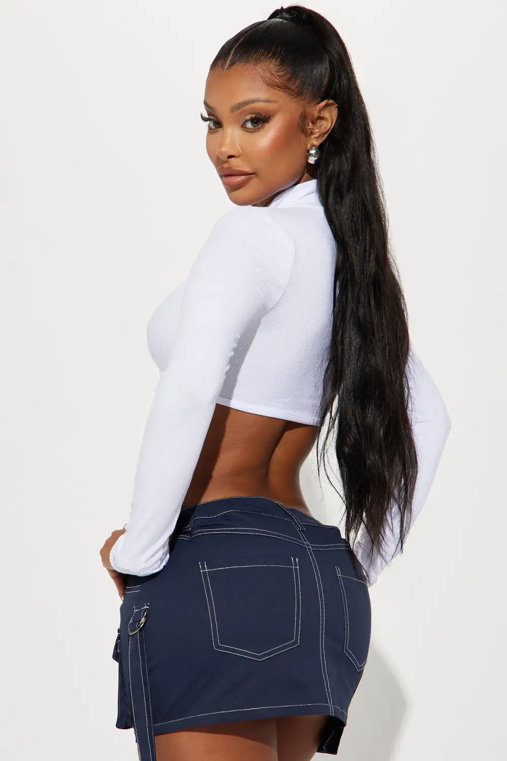 Nikita Ribbed Zip Up Top - White