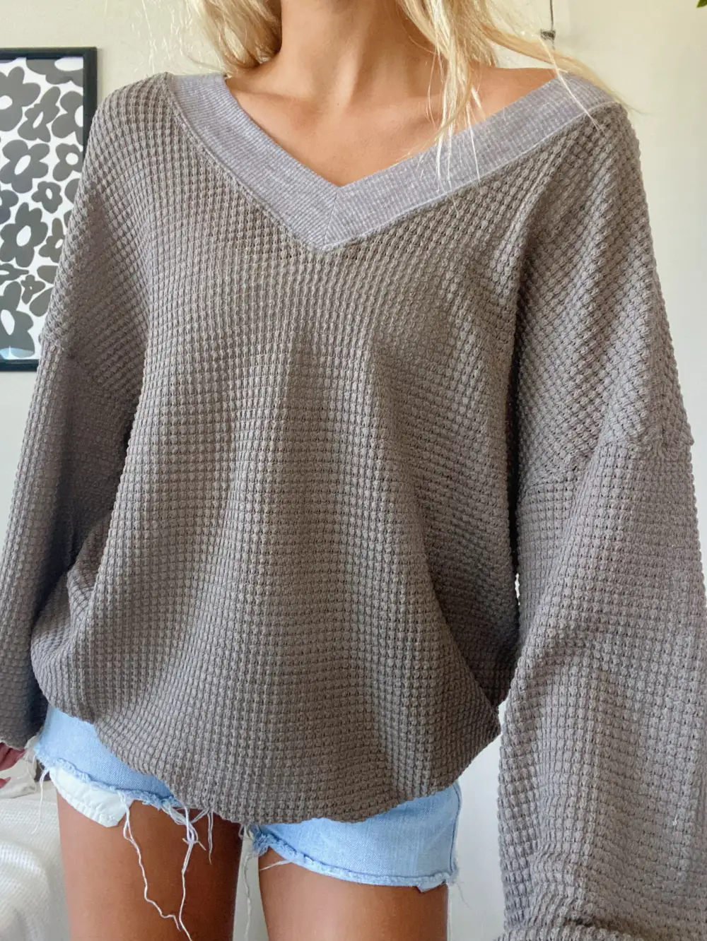WAFFLE KNIT SWEATER