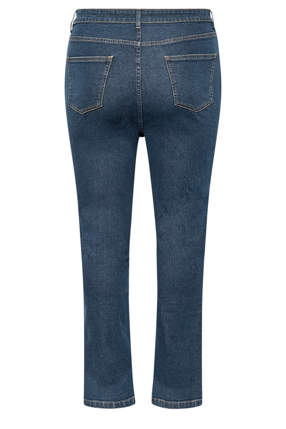 YOURS Curve Blue Side Split Stretch Straight Leg Jeans