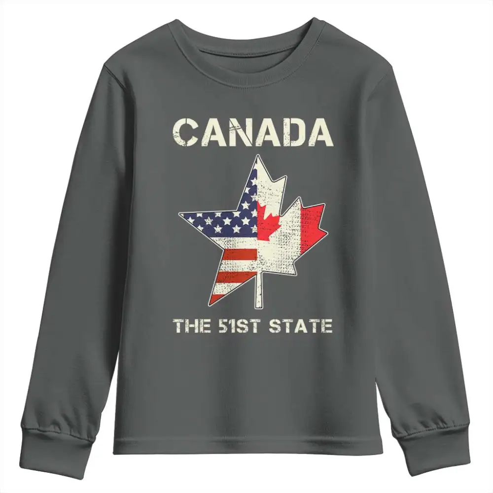 Canada The 51st State Youth Sweatshirt Maple Canadian American Flag TS09