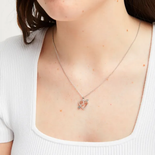 Hallmark Diamonds Heart & Arrow Necklace 1/10 ct tw Sterling Silver & 10K Rose Gold 18