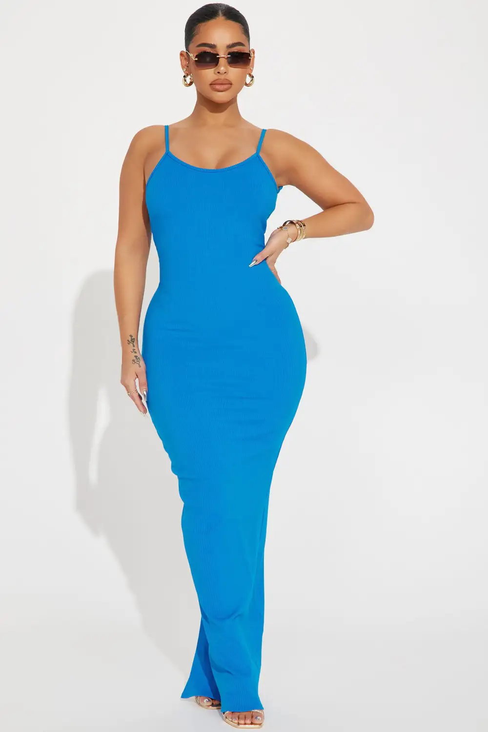 Mia Light Snatched Maxi Dress - Blue