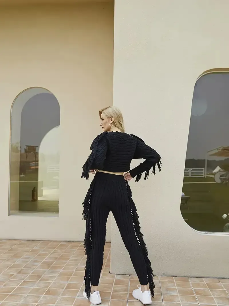 Tassel Knit Sweater Set