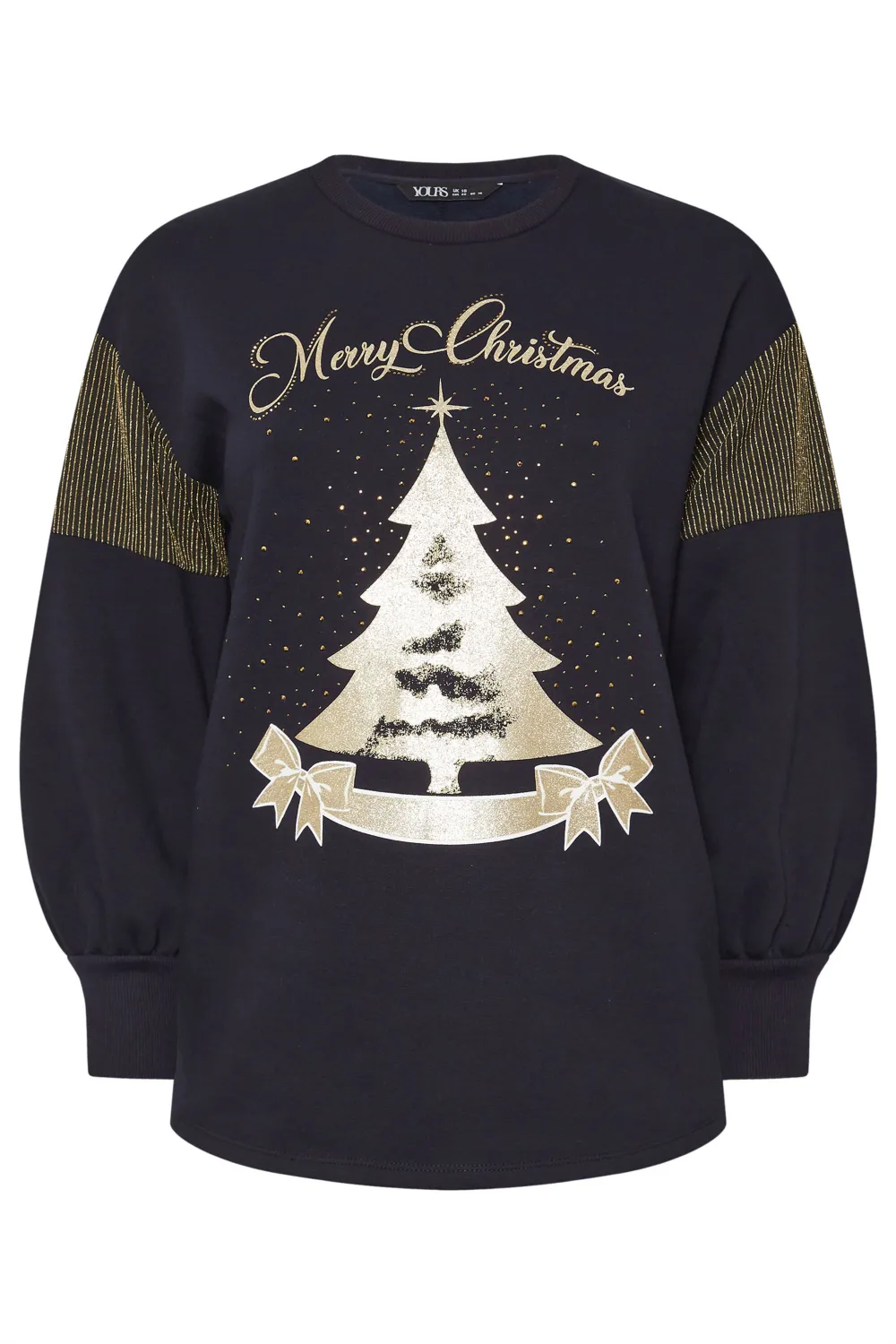 YOURS Curve Blue 'Merry Christmas' Diamante Embellished Sweatshirt