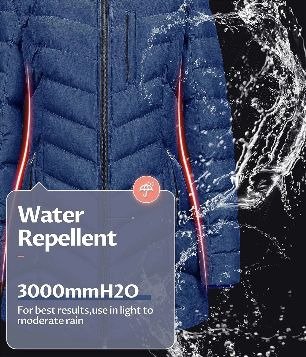 US Women's Winter Hooded Coat Waterproof Warm Long Puffer Jacket Parka