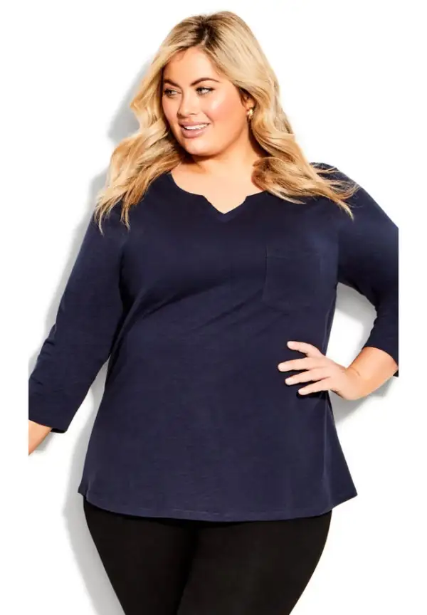 Notch Neck Plain Tee