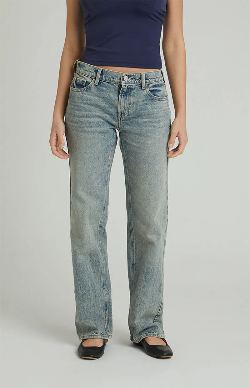 PacSun Jordyn Low Rise Straight Leg Jeans Medium Indigo