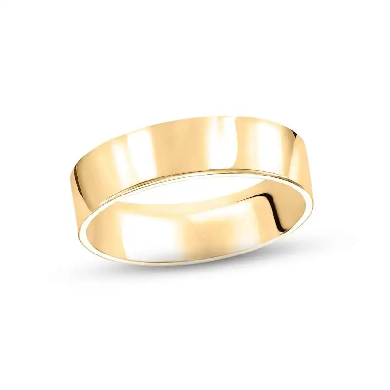 Men's Pipe-Cut Wedding Band 14K Yellow Gold