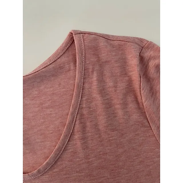 Women's Blouse T shirt Tee Basic Plain Daily V Neck T-shirt Sleeve Regular Summer White Black Blue Purple Dark Red