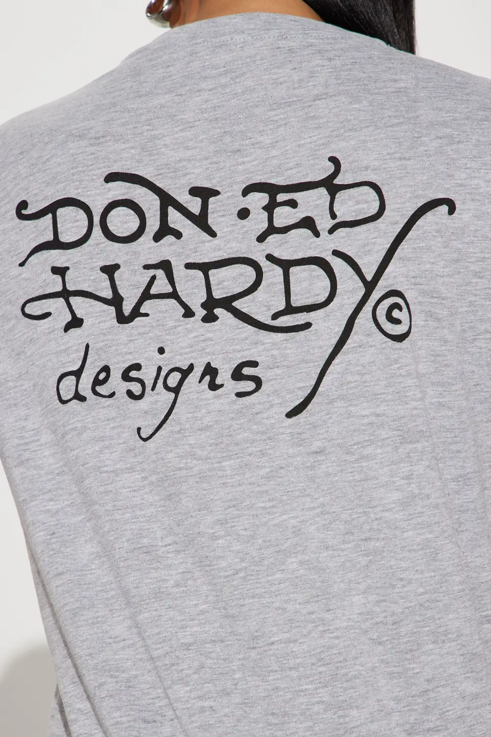 Ed Hardy Eagles Rhinestone Tee - Heather Grey