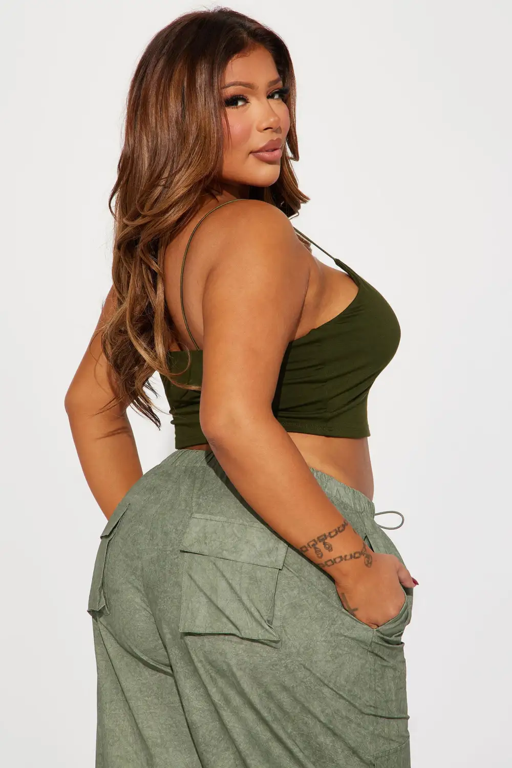 Kiki Super Cropped Top - Olive
