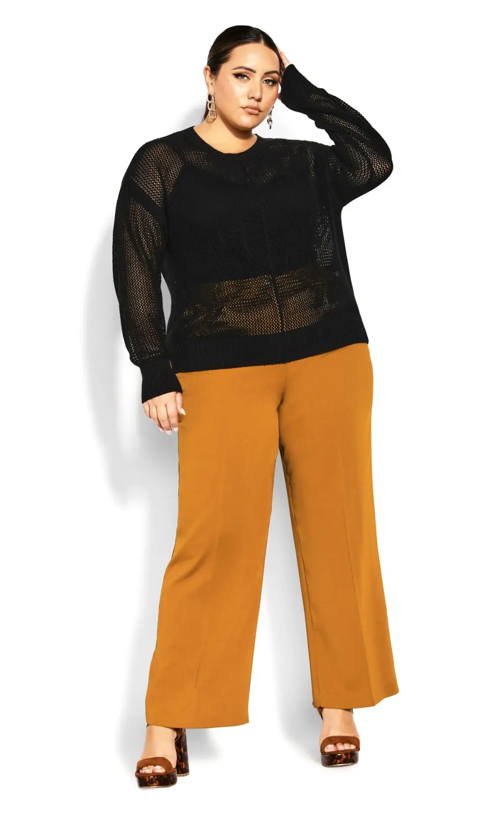 Evans Black Open Knit Jumper