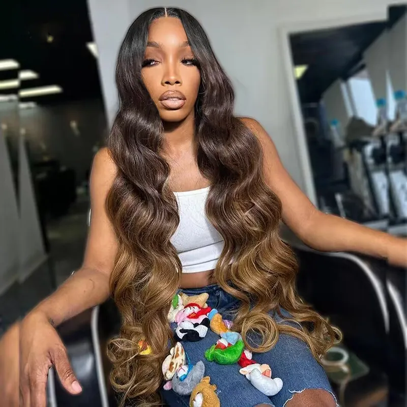 T1B/T2/6 Ombre Brown Colored Wigs 13×6 Full Lace Body Wave Lace Frontal Wig