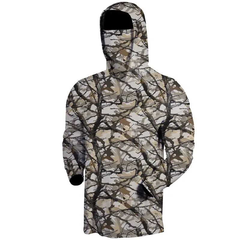 Men's UPF 50+ Hooded Camo Print Sun Protection Shirts