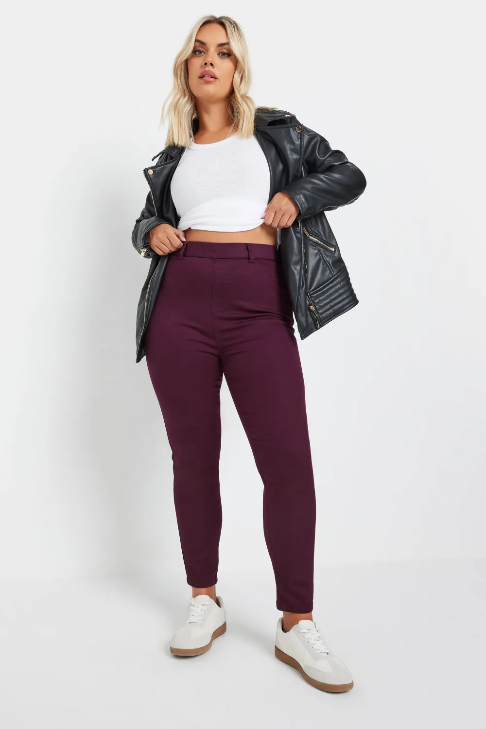 YOURS Curve Burgundy Red Stretch Pull On GRACE Jeggings