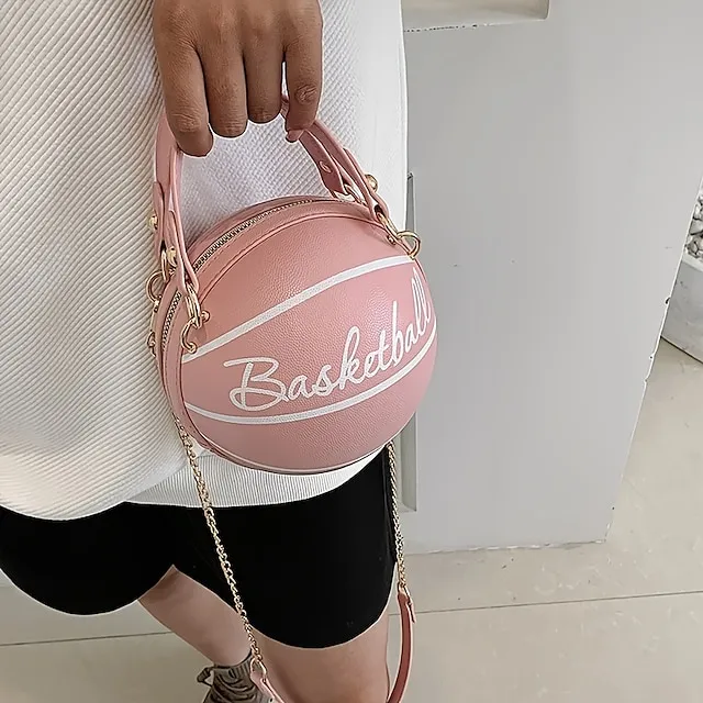 Women's Shoulder Bag PU Leather Party Daily Large Capacity Waterproof Durable White basketball White football Pink basketball