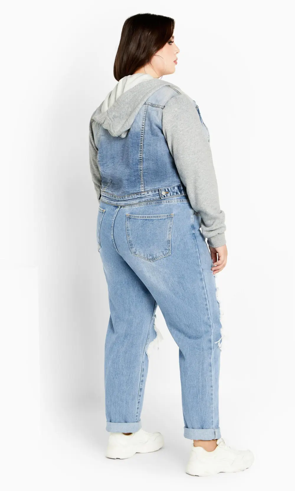 Evans Blue & Grey Cropped Denim Jacket