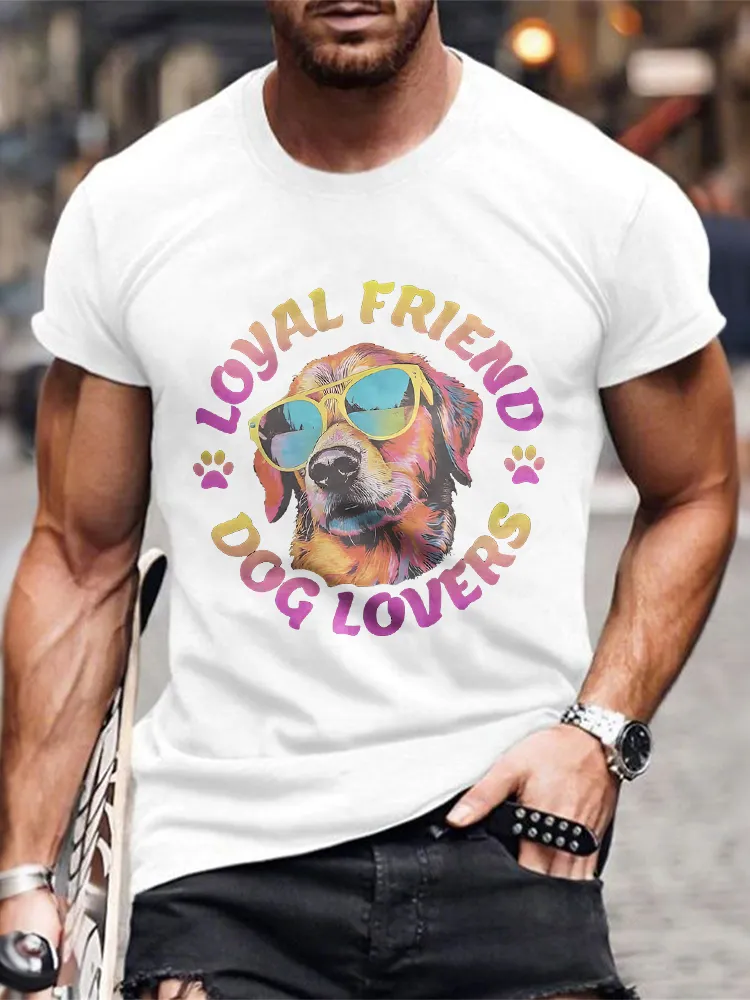 Men'S Round-Neck Short-Sleeved T-Shirt Loyal Friend Dog Lovers Prints