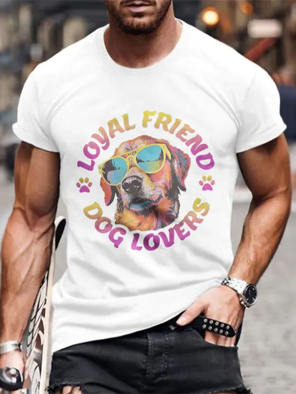 Men'S Round-Neck Short-Sleeved T-Shirt Loyal Friend Dog Lovers Prints