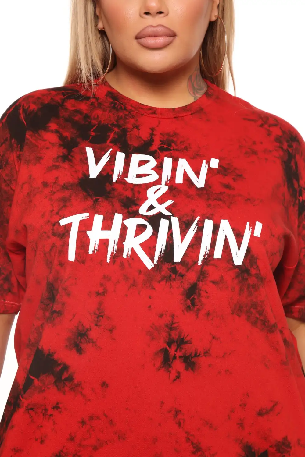Positive Vibin' Tie Dye Top - Red/combo