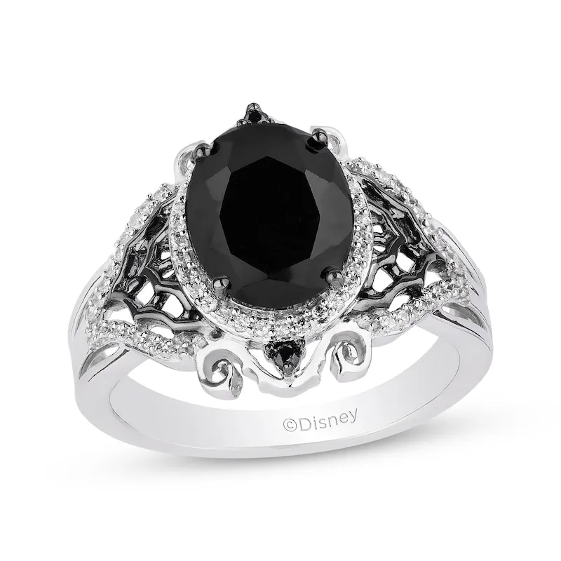 Disney Treasures The Nightmare Before Christmas Black Onyx & Diamond Ring 1/5 ct tw Sterling Silver