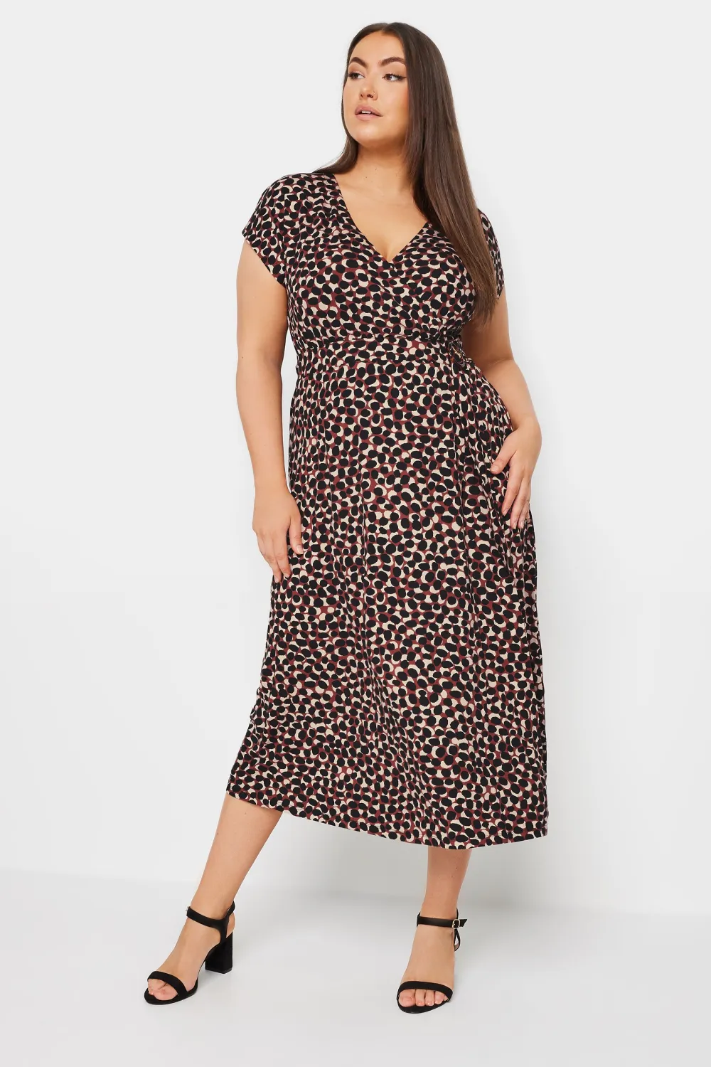 YOURS Curve Red Spot Print Wrap Dress