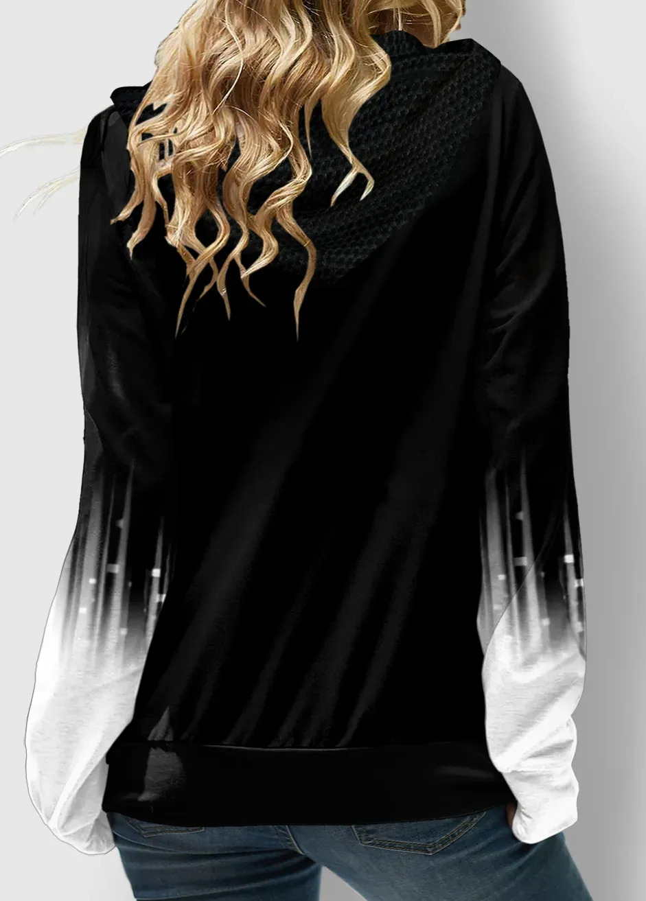 Red Patchwork Plaid Long Sleeve Hoodie