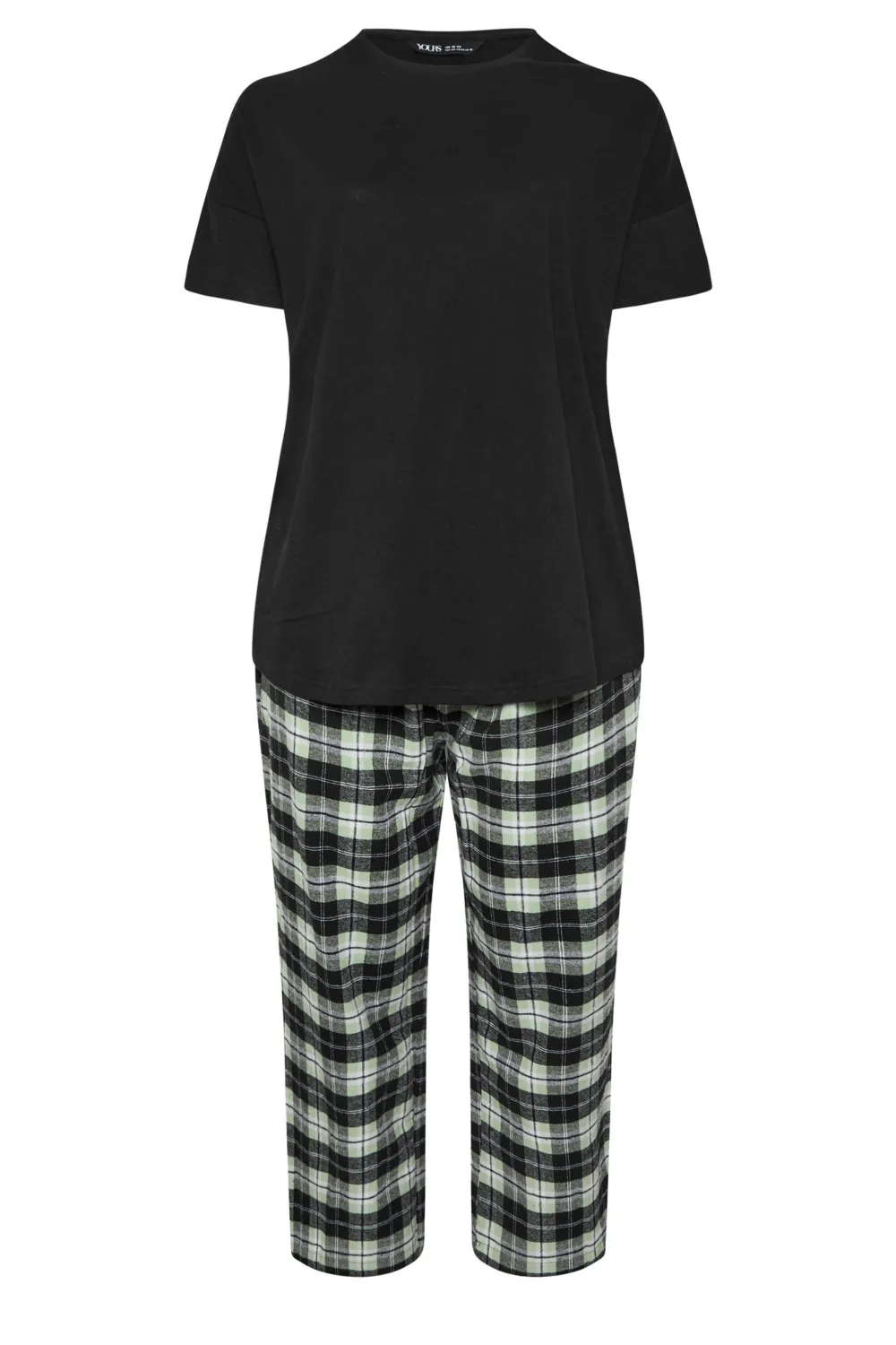 YOURS Curve Pink Woven Check Print Pyjama Set