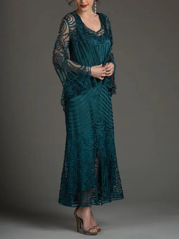 Heart Neck Elegant Ladies Evening Dress Suit