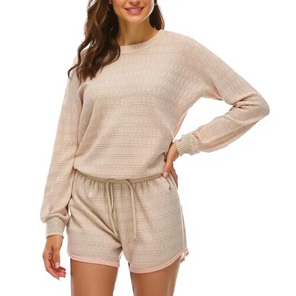 Long-sleeved Shorts Home Service Waffle Two-piece Suit