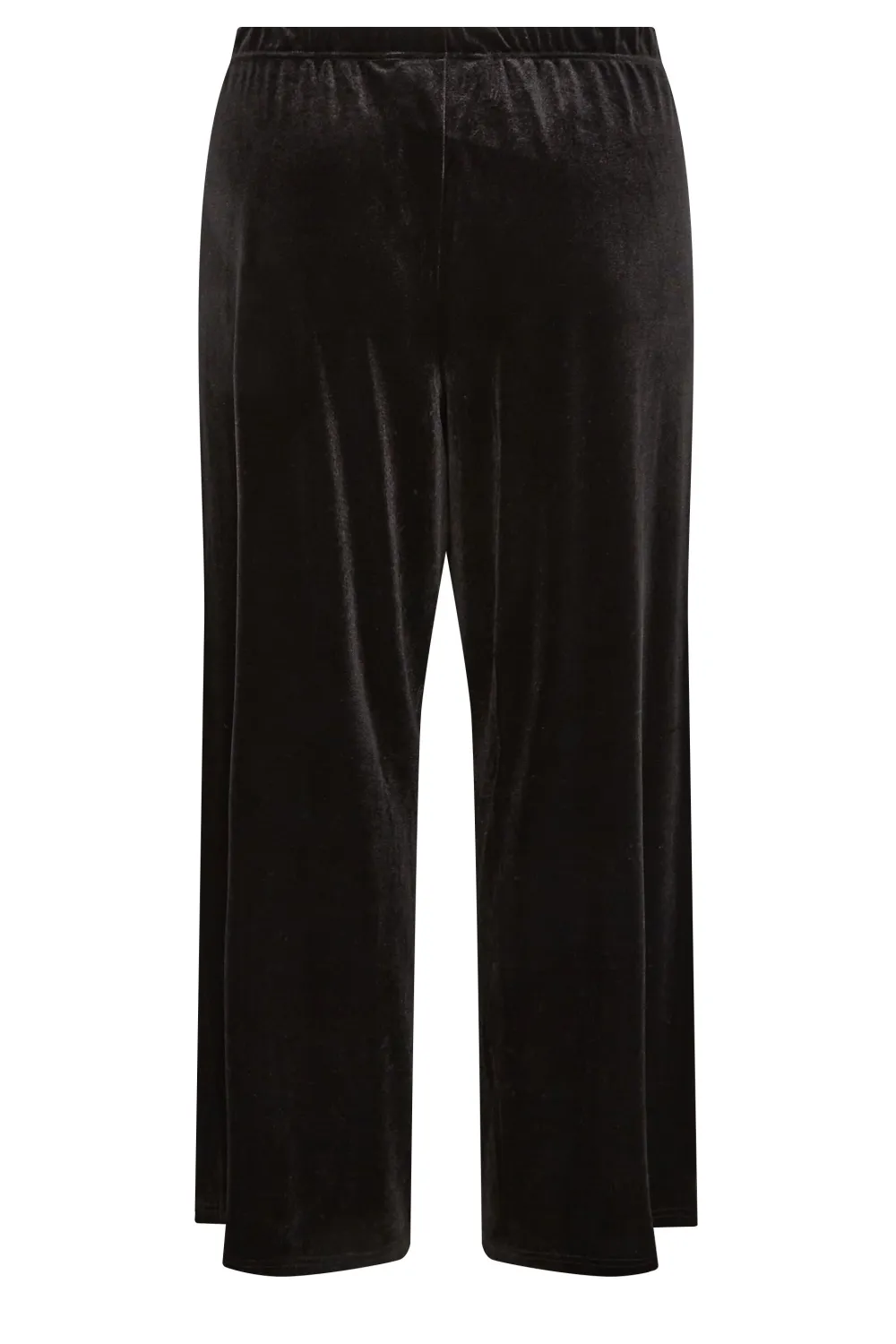 YOURS Curve Black Velvet Stretch Wide Leg Trousers