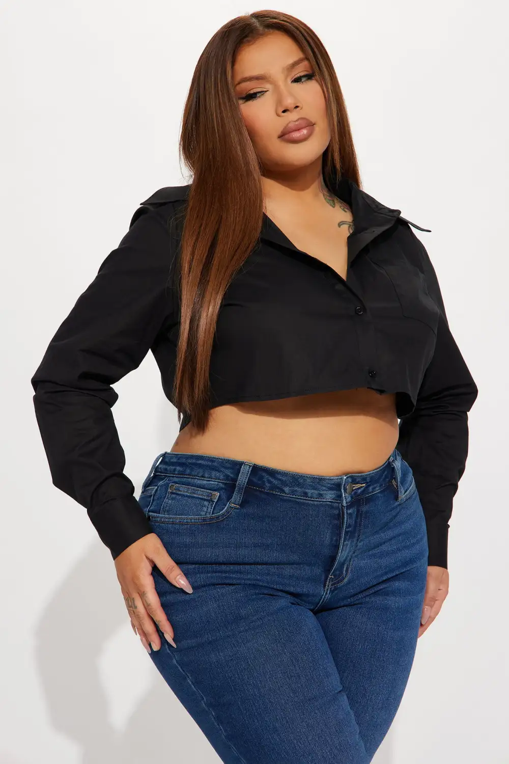 Won't Get Me Down Poplin Shirt - Black