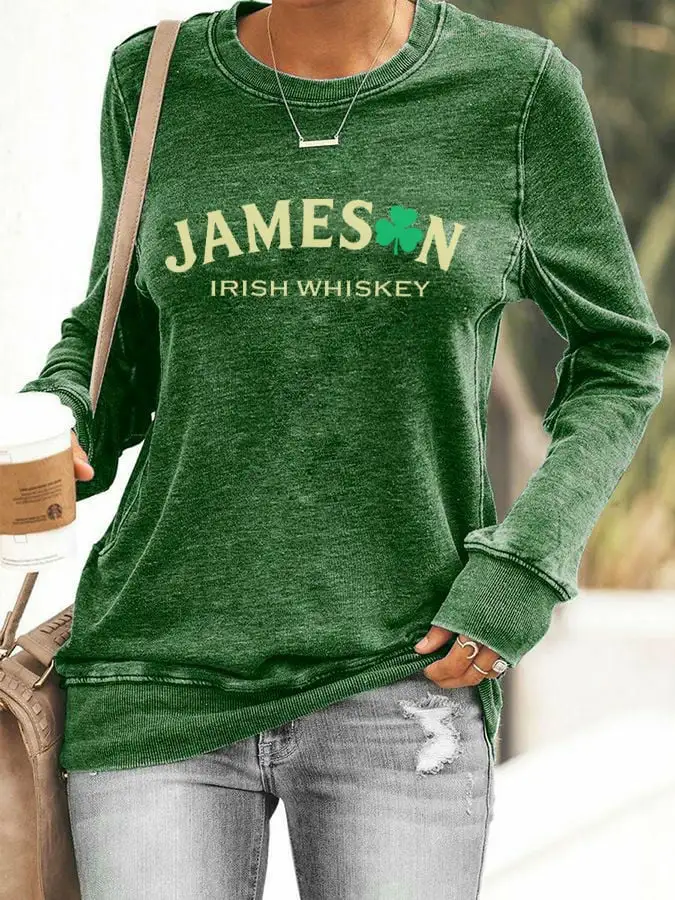Women's St. Patrick’s Day Jameson Irish Whiskey Printed Casual Sweatshirt