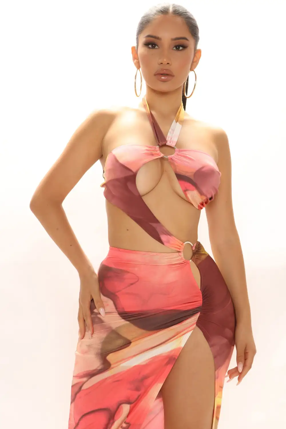 Cannes Vacation Maxi Dress - Mauve/combo